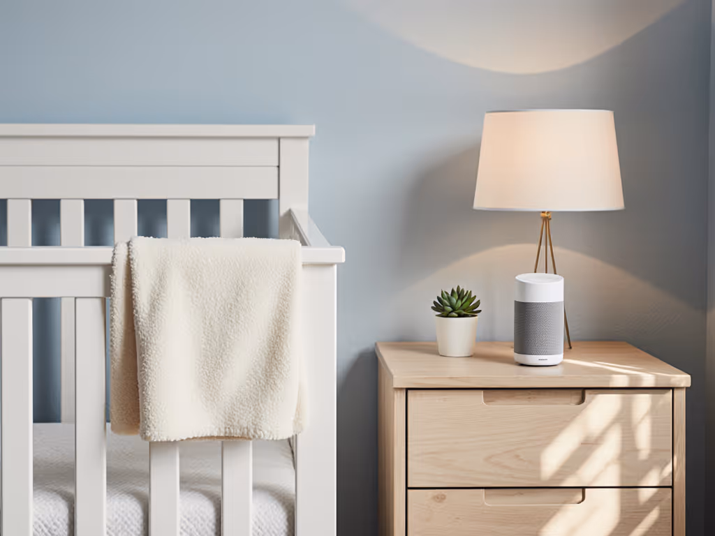 infant_sleep_environment_setup_showing_sound_machine_placement_relative_to_crib